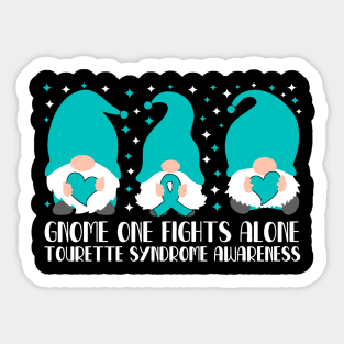 Gnome One Fights Alone Tourette Syndrome Awareness Sticker